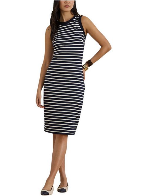 abito donna a righe in cotone blu e bianco Ralph Lauren | 200P09091001